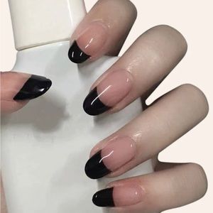 French Style Black Tip Press On Nail 24 PCs